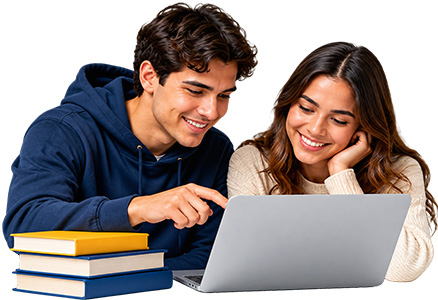 Estudiantes trabajando con una laptop